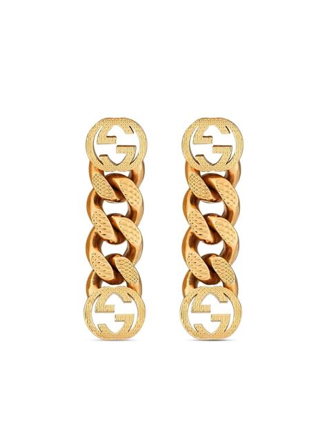 gucci gold plated earrings|Gucci interlocking earrings.